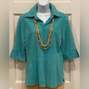 Faconnable classic turquoise suede shirt